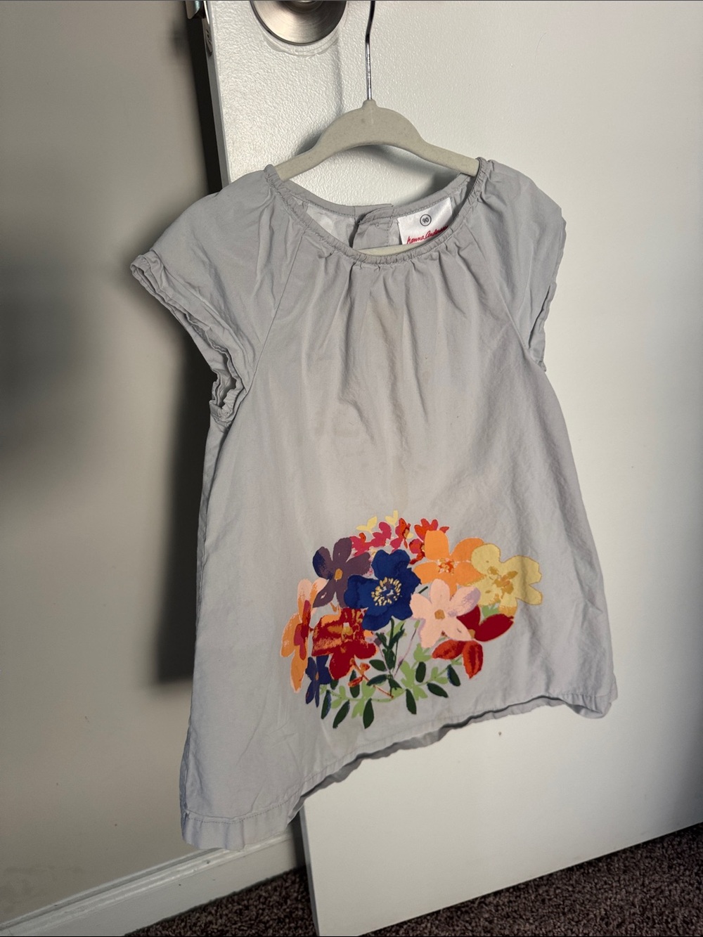 Girls Light Gray Floral Dress